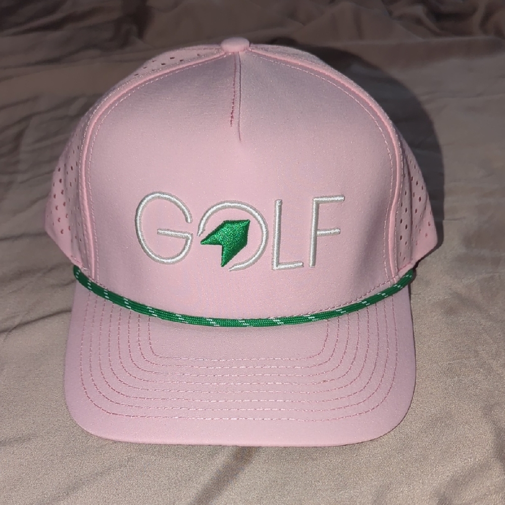 Pink Golf Cap with Green Accents